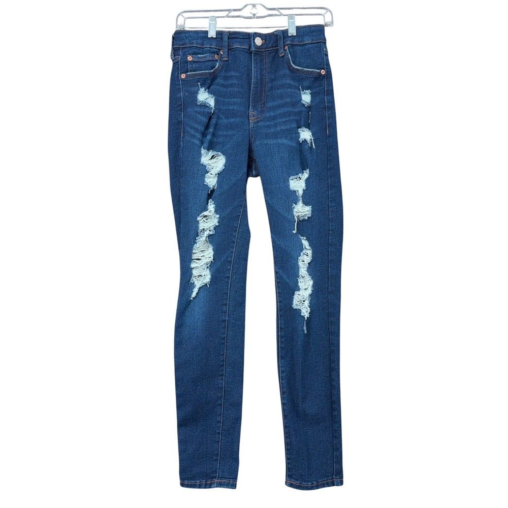 Aeropostale Super High Rise Jegging Women 4 Reg Dark Wash Distressed Skinny Jean